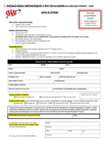 Fill Out Your Aaa International Driving Permit Application Template